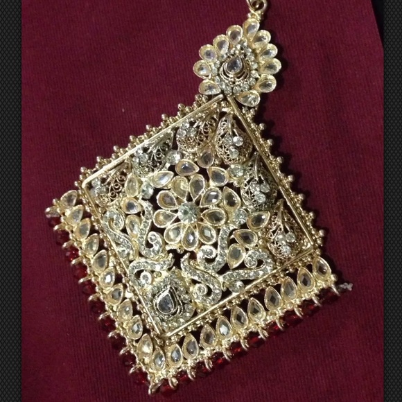 Indian gold plated bridal set 5 pieces - Picture 7 of 8